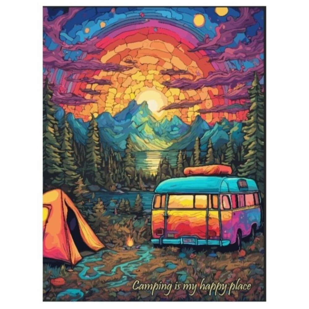 Camping Life OVERSIZED Plush Throw Cozy Cuddle Blanket Mountain Lake Sunset Gift
